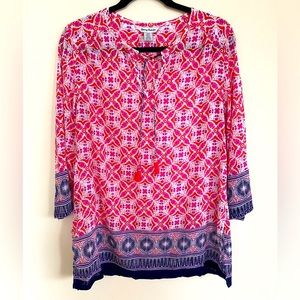 Tommy Bahama Women’s pink, navy, orange & white patterned top Size S/P